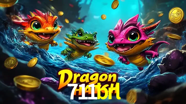 Arte promocional do jogo Dragon Hatch com três adoráveis dragões bebês nadando entre moedas de ouro, um dos slots mais divertidos para jogar no cassino 711brl.